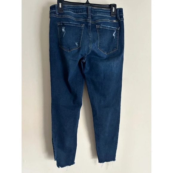 Kancan Mid Rise Ankle Skinny Jeans Size 11/29 Dark Wash Raw Hem KC8396D - Picture 2 of 11